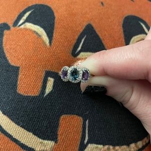 Kay Jewelers Amethyst, London Blue Topaz, and White Sapphire Ring in Sterling